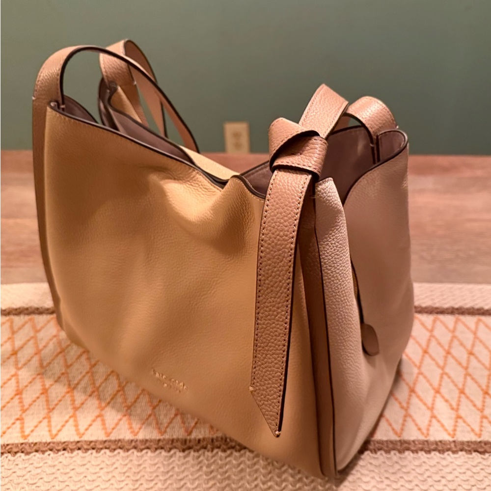 *Super Nice* kate spade Taupe Pebbled Leather Shoulder Bag with Wide Strap